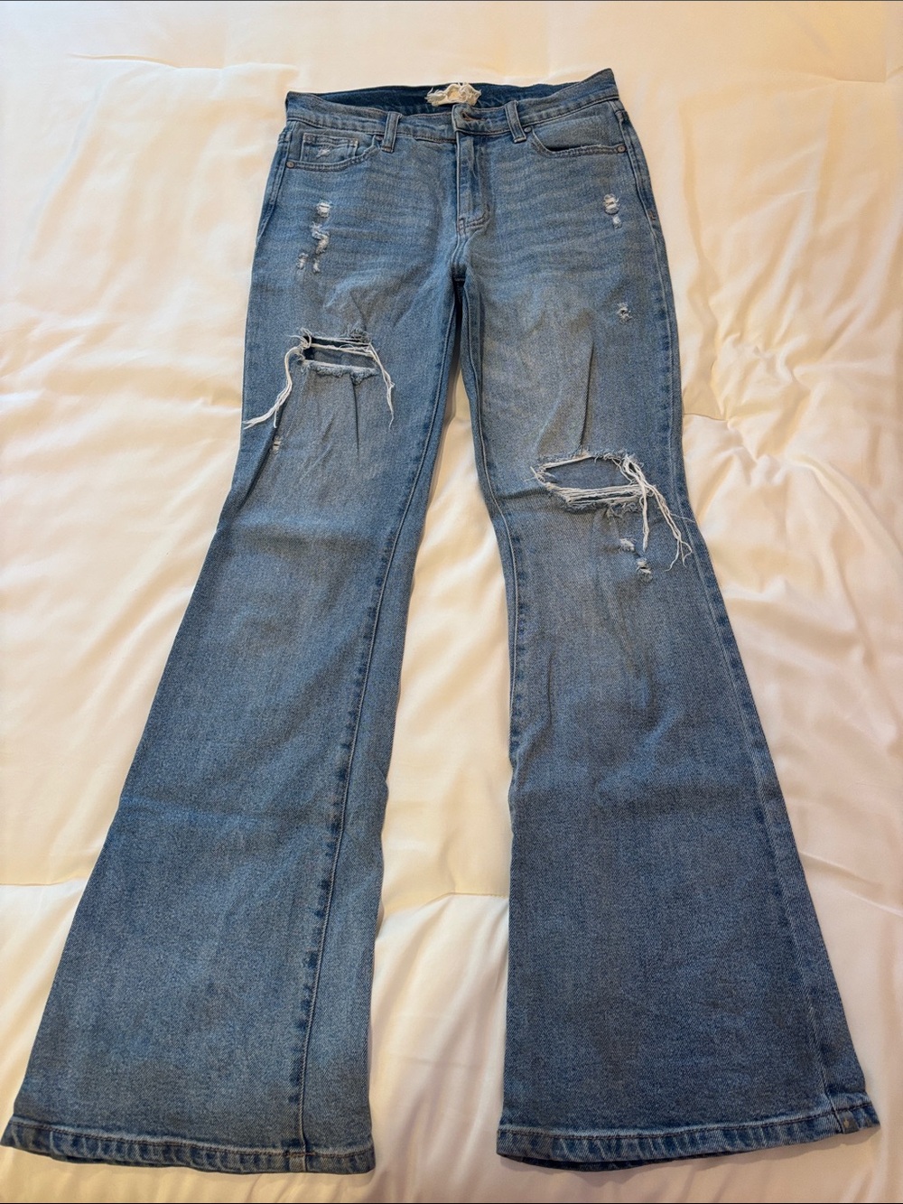 Altar'd State Light Blue Distressed Flare Jeans